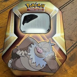 Pokemon TCG Slaking V Tin Empty Card Storage Collectible Gold Brown Metal Case